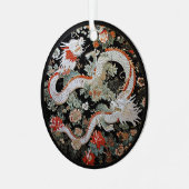 Paar van Witte Aziatische Draken Metalen Ornament (Voorkant links)