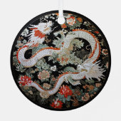 Paar van Witte Aziatische Draken Metalen Ornament (Achterkant)