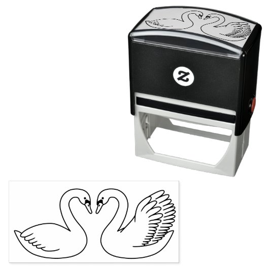 Paar van witte zwanen zelfinktende stempel (In situ)