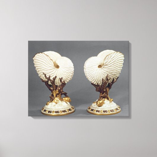 Paar van worcestervassen gevormd als Nautilus Canvas Afdruk (Voorkant)