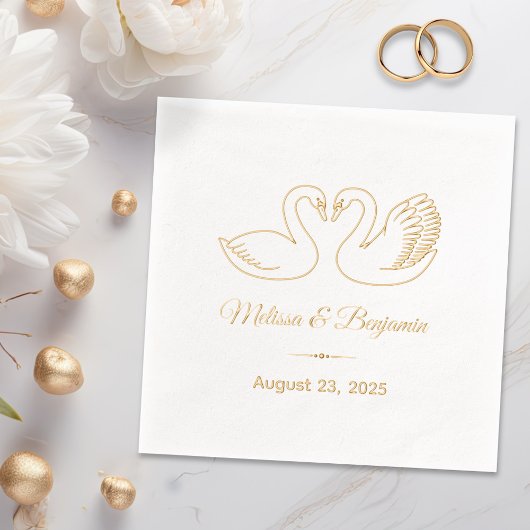 Paar van Zwans sparen het Jubileum van de Duwdag Folie Servetten