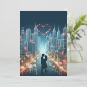 Paar verliefd in het midden van een stad (Staand voorkant)