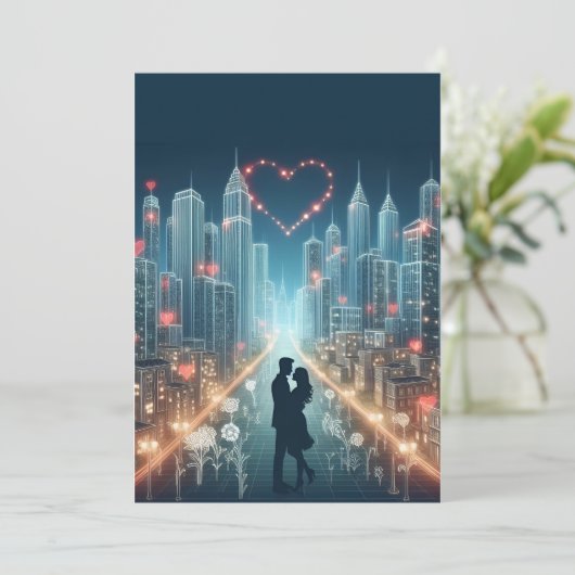 Paar verliefd in het midden van een stad (Staand voorkant)