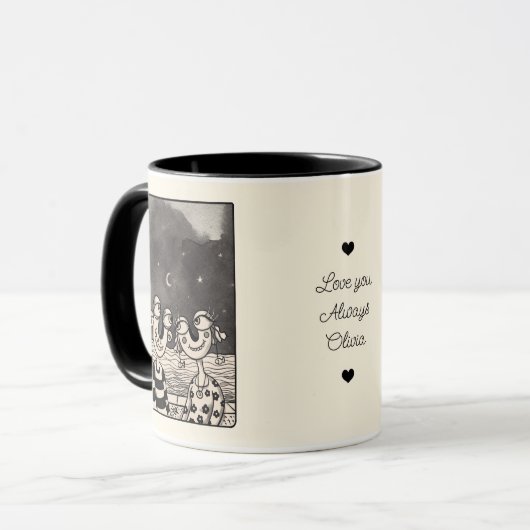 Paar Verliefd Inkt Schilderen Custom Mok (Voorkant links)