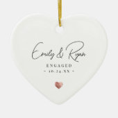 Paar Verloving Eerste Kerst Roos Gouden Hart Keramisch Ornament (Voorkant)