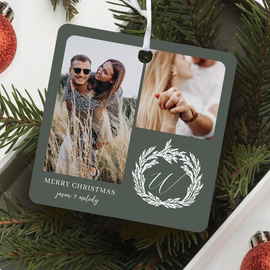 Paar Verloving Foto's Garland krans Monogram Metalen Ornament