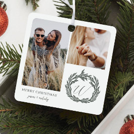 Paar Verloving Foto's Garland krans Monogram Metalen Ornament