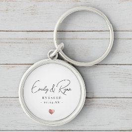 Paar Verloving Roos Gouden Hart Keepsake Sleutelhanger
