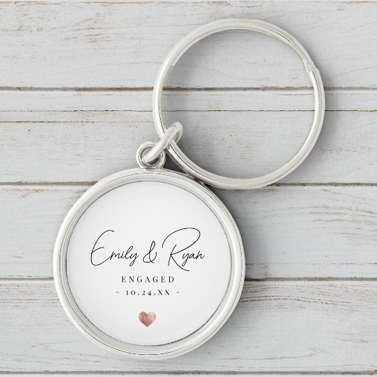 Paar Verloving Roos Gouden Hart Keepsake Sleutelhanger