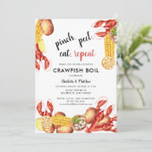 Paar Verloving Summer Crawfish Boil Kaart (Staand voorkant)