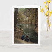 Paar voeden eenden in San Vicente Park Kaart (Gele Bloem)