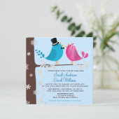 Paar vogels op bijkantoor | Uitnodiging tot wedden (Staand voorkant)