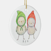 Paar Vriend Kerst Samen Schattigee Vogels Custom Keramisch Ornament (Rechts)