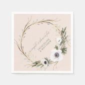 Paar Vrijgezellenfeest Floral Wreatroze n White Servet (Voorkant)