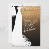 Paar Vrijgezellenfeest in zwart en goudglitter Kaart (Voorkant)