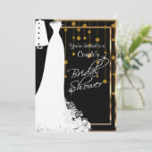 Paar Vrijgezellenfeest in Zwart & Goud Kaart (Staand voorkant)