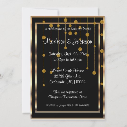 Paar Vrijgezellenfeest in Zwart & Goud Kaart (Achterkant)