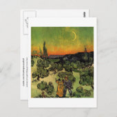 Paar Walking Crescent Moon, Van Gogh Fine Art Briefkaart (Voorkant / Achterkant)