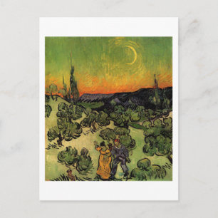 Paar Walking Crescent Moon, Van Gogh Fine Art Briefkaart