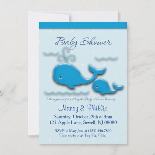 paar walvisBaby shower Kaart (Voorkant)