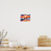 Paar wandelen op het strand poster (Keuken)