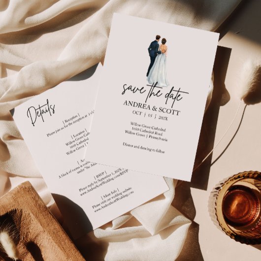 Paar waterverf Bewaar de datum Uitnodiging