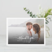 Paar Weddenschap Fotoscript Bedankkaart (Staand voorkant)