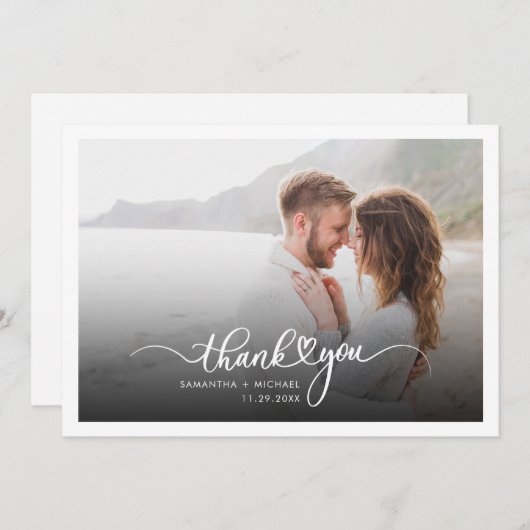 Paar Weddenschap Fotoscript Bedankkaart (Voorkant / Achterkant)