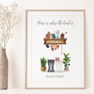 Paar Welly laarzen Housewarming Poster