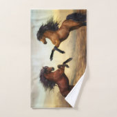 paar wilde paarden bad handdoek (Handdoek)