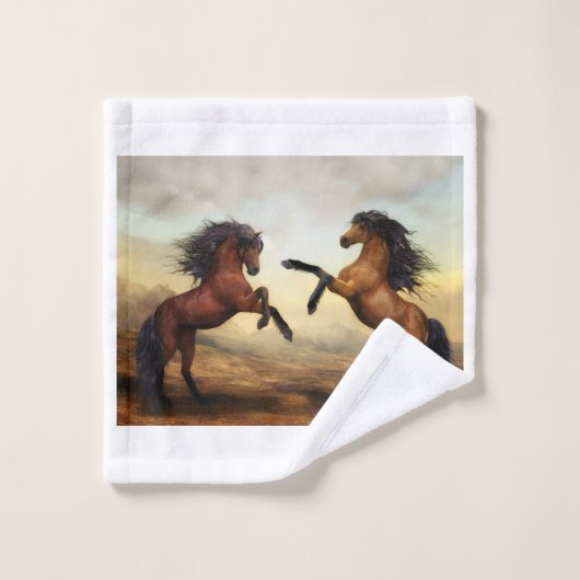 paar wilde paarden bad handdoek (Wasdoekje)