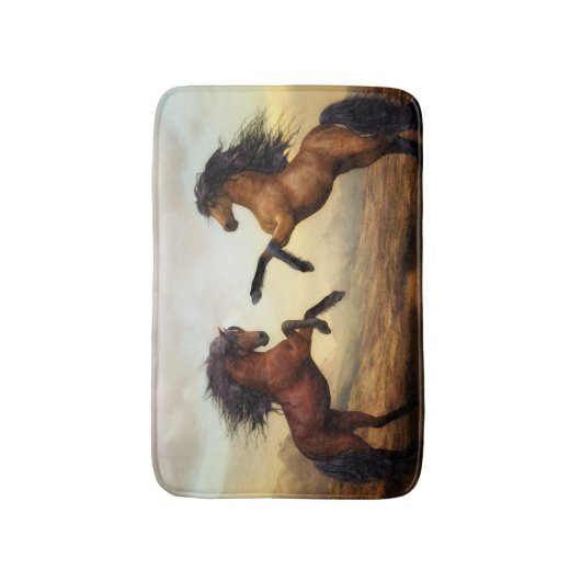 paar wilde paarden badmat (Voorkant Verticaal)