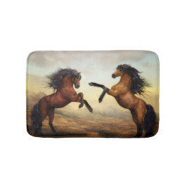 paar wilde paarden badmat