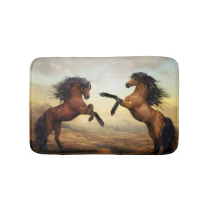 paar wilde paarden badmat