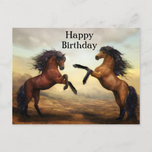paar wilde paarden briefkaart