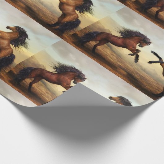 paar wilde paarden cadeaupapier (Hoek)