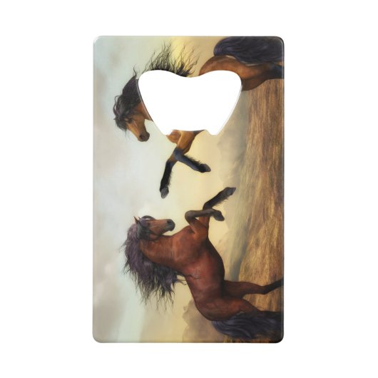 paar wilde paarden creditkaart flessenopener (Voorkant)