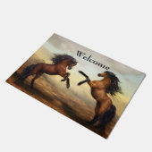paar wilde paarden deurmat (Schuin)