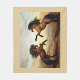paar wilde paarden fleece deken