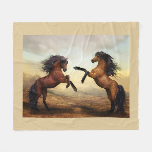paar wilde paarden fleece deken (Voorkant (Horizontaal))