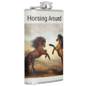 paar wilde paarden fles heupfles (Rechts)
