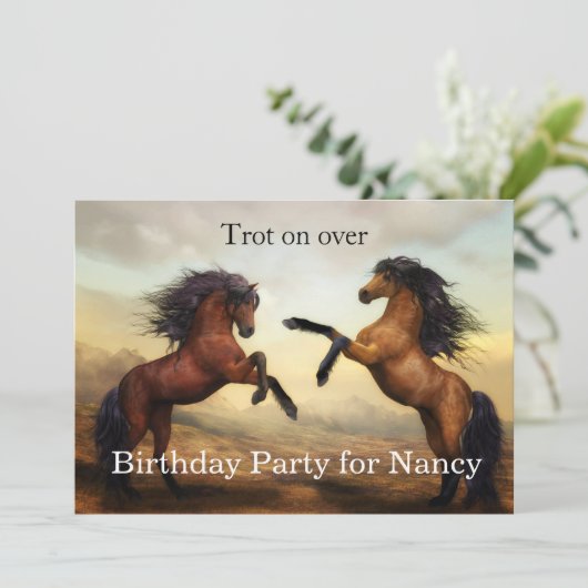 paar wilde paarden kaart (Staand voorkant)