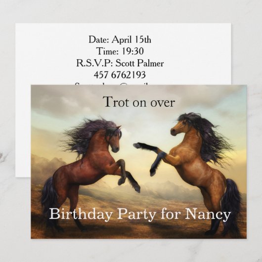 paar wilde paarden kaart (Voorkant / Achterkant)