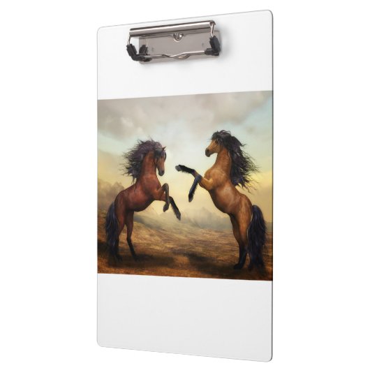 paar wilde paarden klembord (Links)