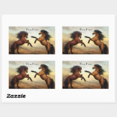 paar wilde paarden rechthoekige sticker (Vel)
