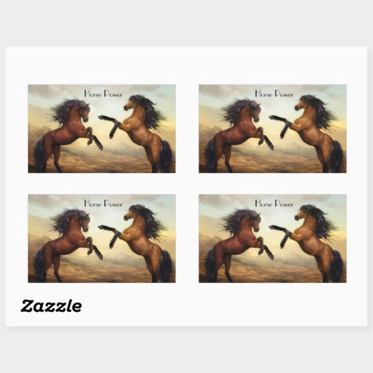 paar wilde paarden rechthoekige sticker (Vel)