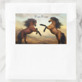 paar wilde paarden rechthoekige sticker (Tas)
