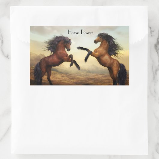 paar wilde paarden rechthoekige sticker (Tas)