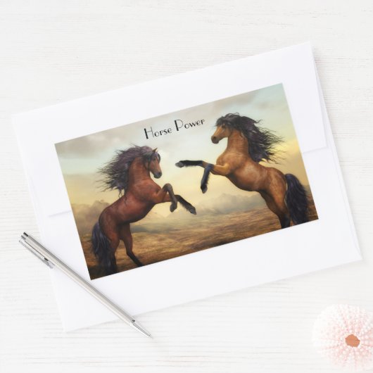 paar wilde paarden rechthoekige sticker (Envelop)
