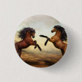 paar wilde paarden ronde button 3,2 cm (Voorkant)